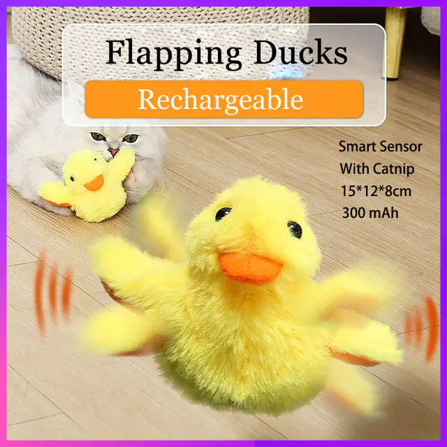 Gravity Flushing Duck Plush Sound Toy for Cats